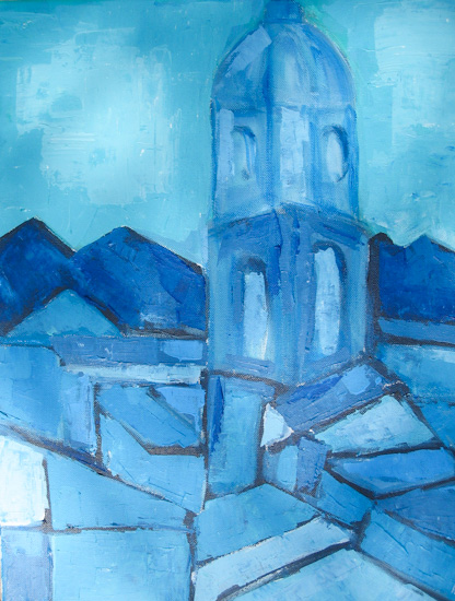 Le clocher bleu