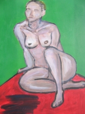 Femme nue sur tapis rouge